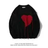 Autumn and winter handcrafted heart-shaped men's round-neck knitted sweaters, women's ins trendy couple outfits, short-sleeved laid-back style coats details Picture
